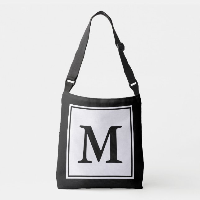 Bolsa Ajustável Preto e branco simples com Modelo monograma (Frente)