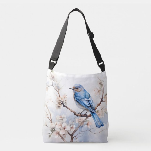Bolsa Ajustável Primavera Bluebird na árvore brilhante (Frente)