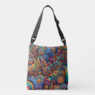 Bolsa Ajustável Psychedelic Batik Guitar Arte Colorida Música Retr