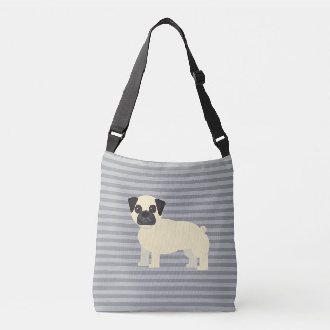 Bolsa Ajustável Pug Cinza Listrado (Frente)