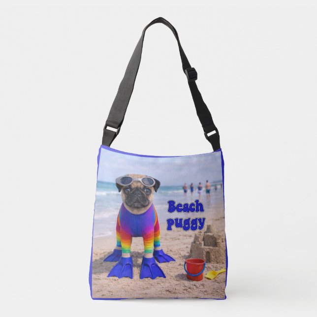 Bolsa Ajustável Pug da Praia (Frente)