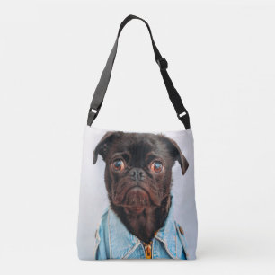 Bolsa Ajustável Pug in Denim Jackey Cachorro Adorável