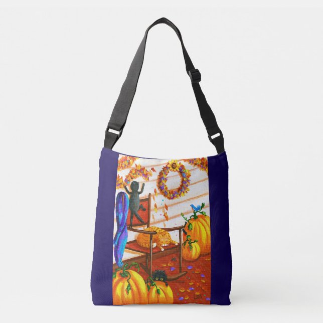 Bolsa Ajustável Pumpkins de Gato Laranja Preto (Frente)
