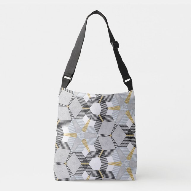 Bolsa Ajustável Quadrado hexágono colorido: caleidoscópio geométri (Frente)