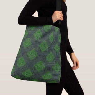 Bolsa Ajustável Quadrados inclinados a preto e verde ou estilo de