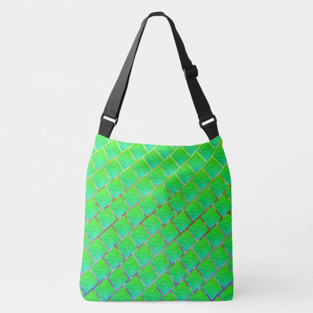 Bolsa Ajustável Quadrados verde azulado, linhas três núcleos. (Frente)