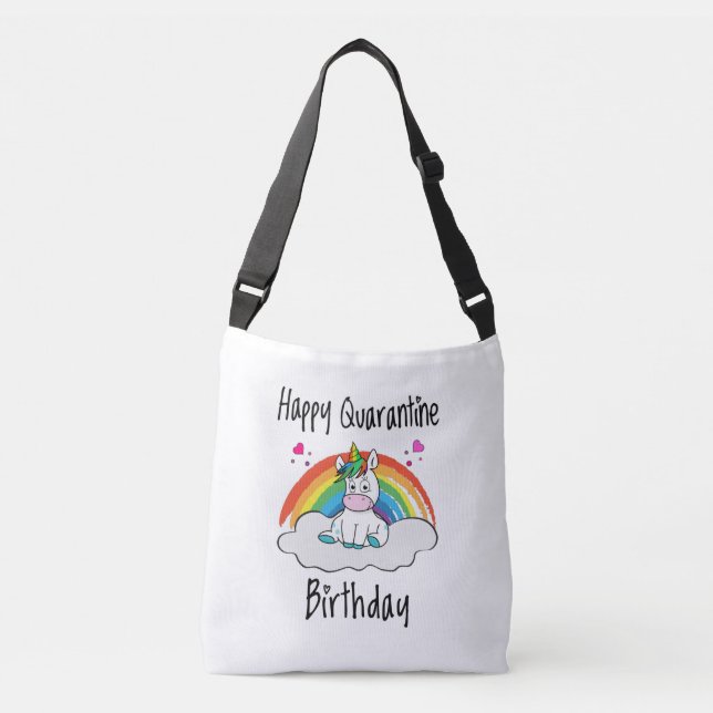 Bolsa Ajustável Quarantine Birthday Unicorn arco-íris (Frente)
