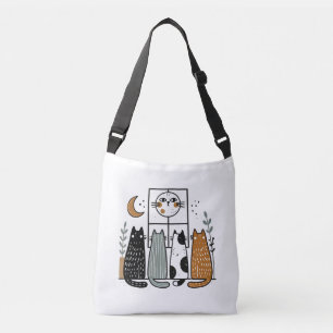 Bolsa Ajustável Quatro gatos observando a lua cheia