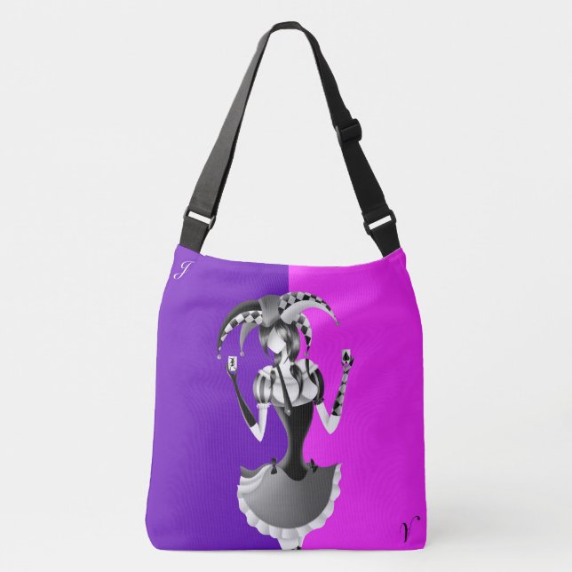 Bolsa Ajustável Quirky Jester Holding two Playing Cards   (Frente)