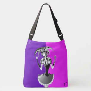 Bolsa Ajustável Quirky Jester segurando dois cartões