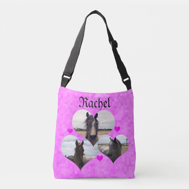 Bolsa Ajustável Rachel Nome Com Cavalos Árabes, (Frente)