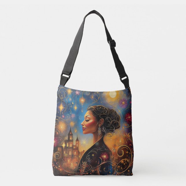 Bolsa Ajustável Radiante Afro-Americana Starry Sky (Frente)