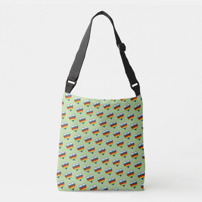 Bolsa Ajustável Rainbow Heart Pattern Crossbody Bag (Frente)