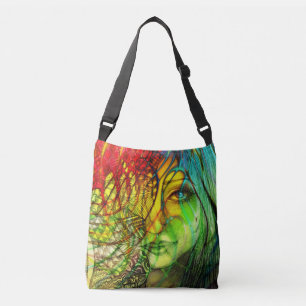 Bolsa Ajustável Rapariga de Arte Original Arco Arco Colorida Artís
