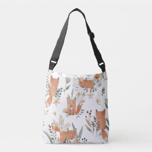 Bolsa Ajustável Raposas nos prados: Aquarela sem costura