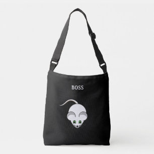 Bolsa Ajustável Rato branco fofo e caligrafia