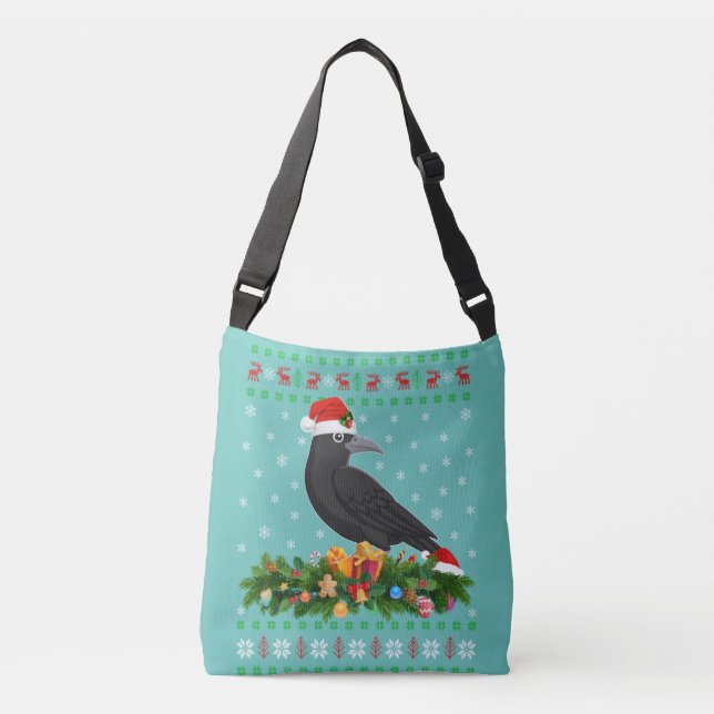 Bolsa Ajustável Raven Crow Bird Lover Xmas Santa Hat Ugly Crow (Frente)