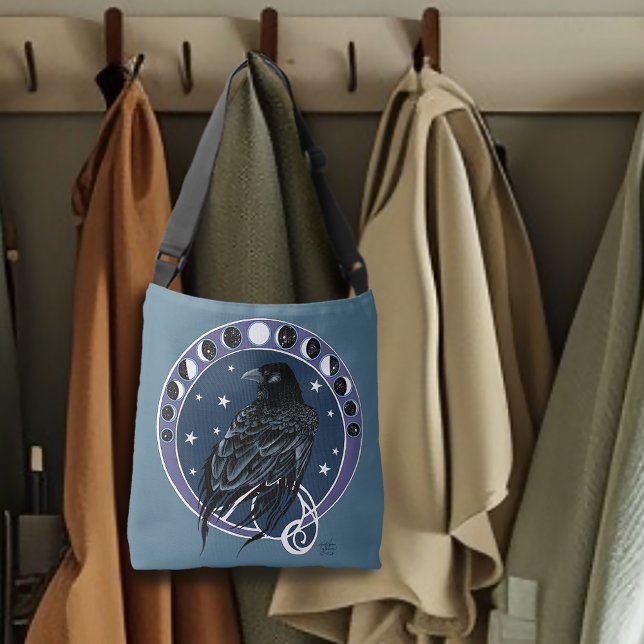 Bolsa Ajustável Raven Moon Phases Stars Azul (Criador carregado)