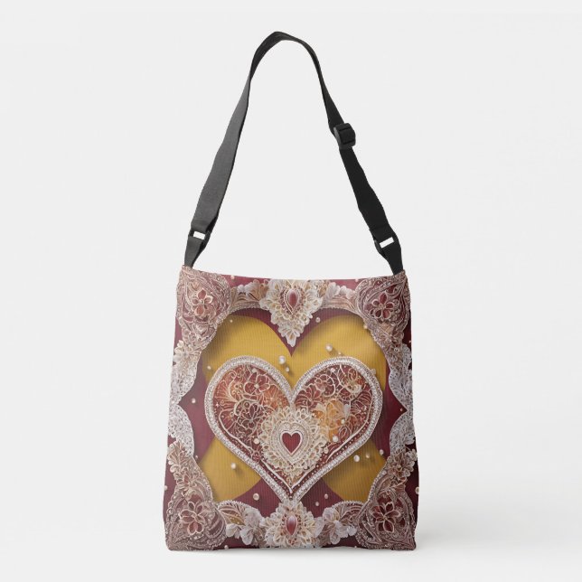 Bolsa Ajustável Red and yellow heart AI art  (Verso)