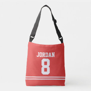 Bolsa Ajustável Red Football Jersey com nome e número personalizad