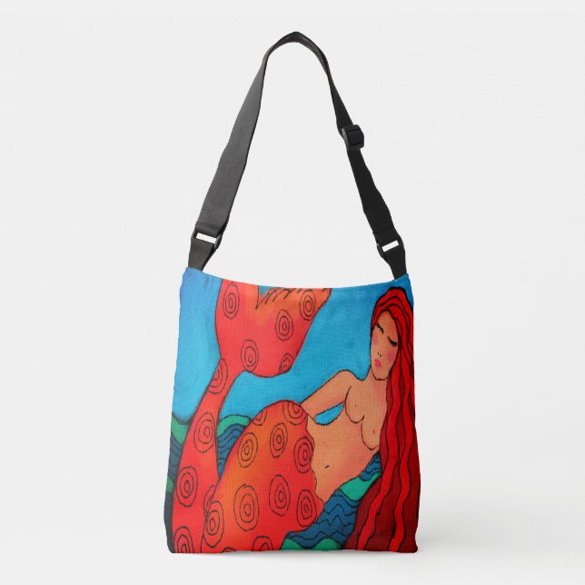 Bolsa Ajustável Red Mermaid Abstrato Art (Frente)