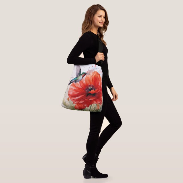Bolsa Ajustável Red Poppy w/Hummingbird Joy, Peace, Love (No(a) Modelo)