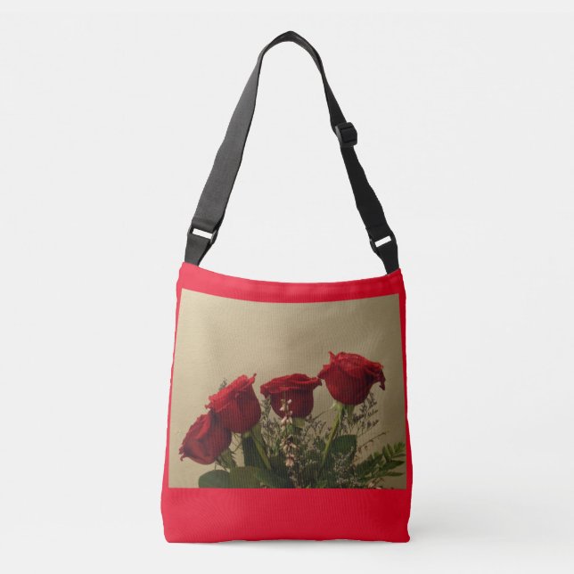 Bolsa Ajustável Red Roses Crossbody Handbag (Frente)