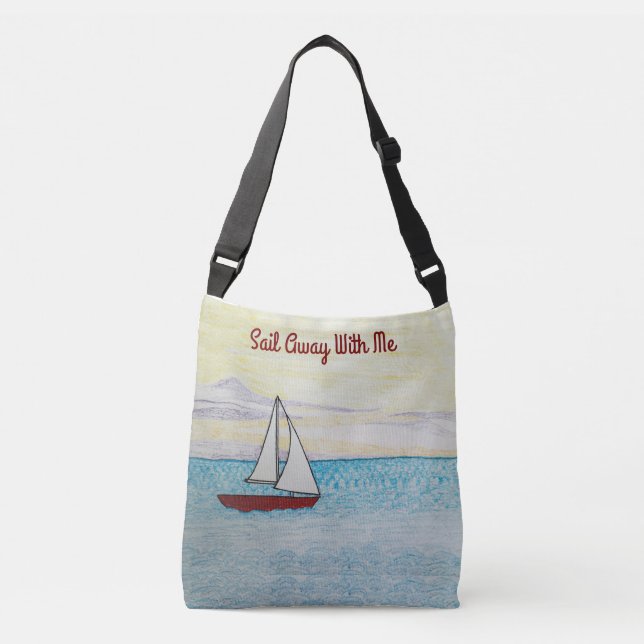 Bolsa Ajustável Red Sailboat Sailboat Sail Fogue Comigo (Frente)