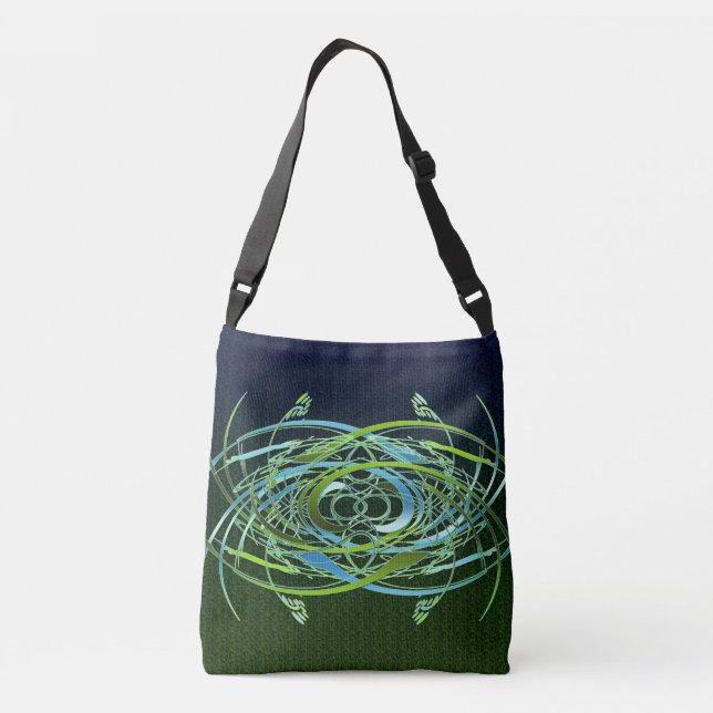 Bolsa Ajustável Redemoinhos verdes do azul de n (Verso)