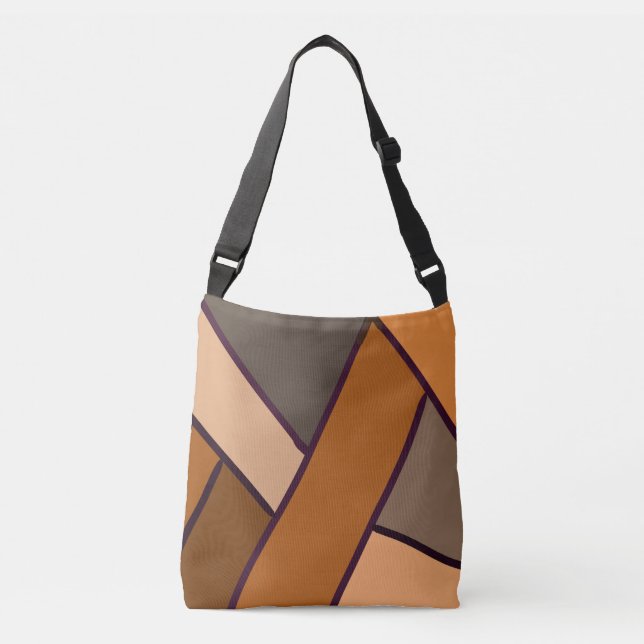 Bolsa Ajustável Remendo de Couro Sintético Padrão Marrom (Frente)