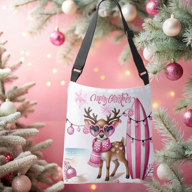 Bolsa Ajustável Rena rosa com óculos escuros Saco de Natal (Criador carregado)