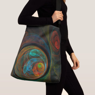 Bolsa Ajustável Renascer Abstrato de Arte Azul Corpo Cruzado