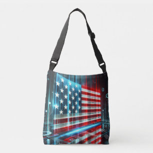 Bolsa Ajustável Renderização Futurista da Bandeira Americana