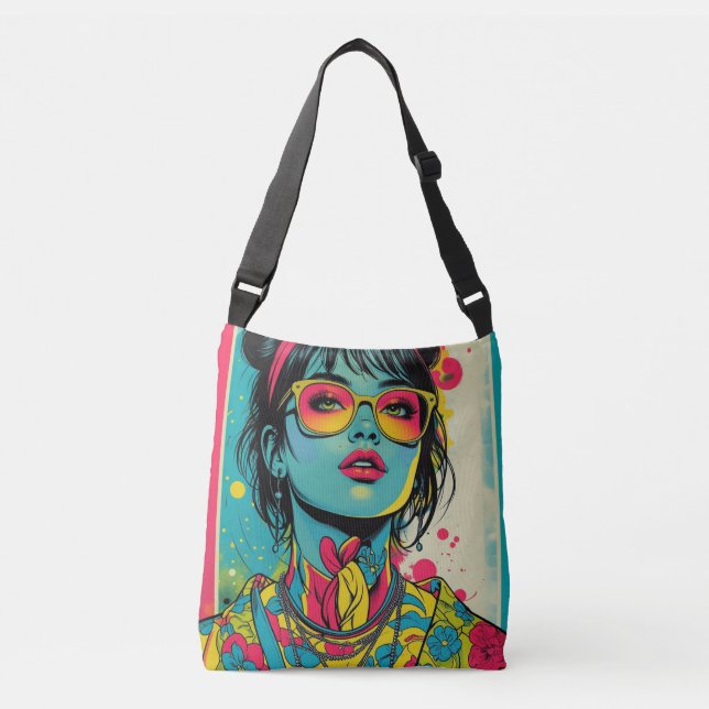 Bolsa Ajustável Retrato Diva Neon Pop - Arte Retroativa Negrito e  (Frente)