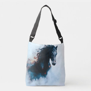Bolsa Ajustável Retrato Minimalista de Cavalo Preto de Corrida