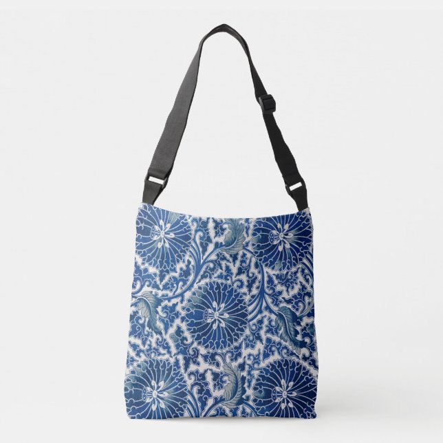 Bolsa Ajustável Retro Blue Poppy Chinoiserie (Frente)