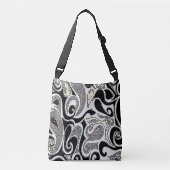 Bolsa Ajustável retro espiral em rabo preto e branco (Frente)