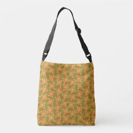 Bolsa Ajustável Retro Sunburst Daisy Floral em Oliva Dourada