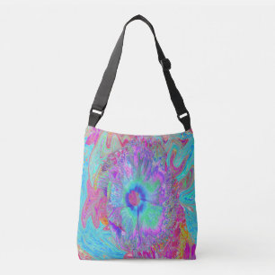 Bolsa Ajustável Retrópico Psicodélico Arco-Íris Azul Hibiscus