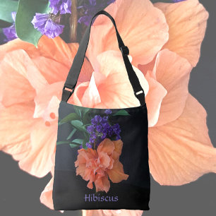 Bolsa Ajustável Rico Orange Hibiscus Blossom Black Personalizado