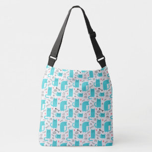Bolsa Ajustável Robin Egg Blue Cute Cat Patterno