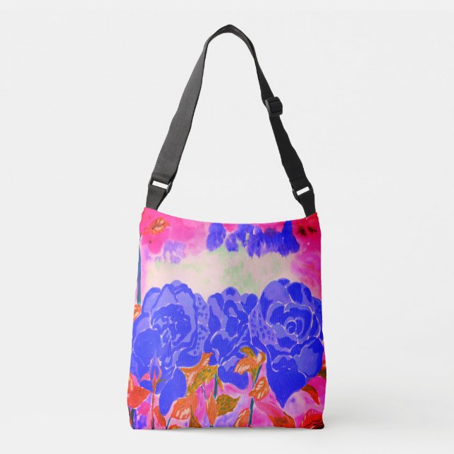 Bolsa Ajustável Rosas Azuis - Saco (Frente)