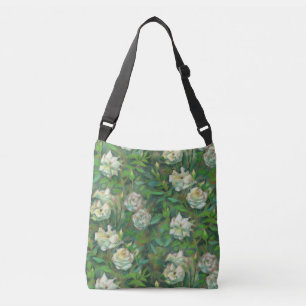 Bolsa Ajustável "Rosas brancas, folhas verdes", padrão floral