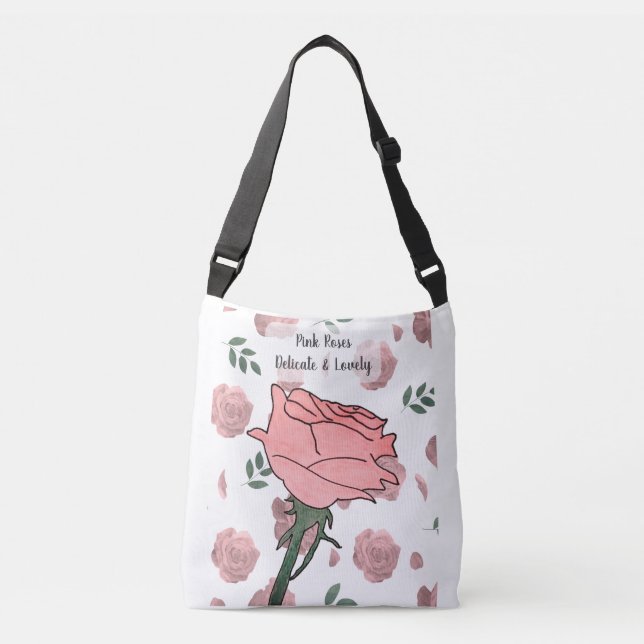 Bolsa Ajustável Rosas Cor-de-Rosa - Delicadas e Lindas (Frente)