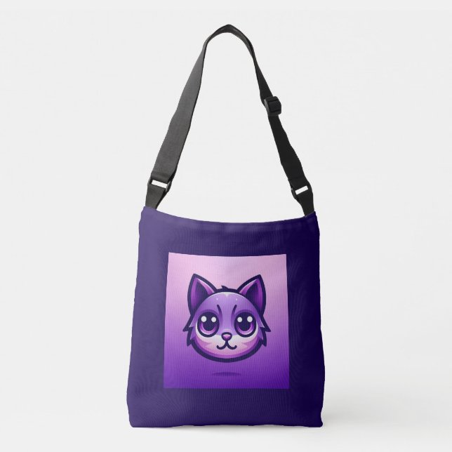 Bolsa Ajustável Rosto de Gato Roxo (Frente)