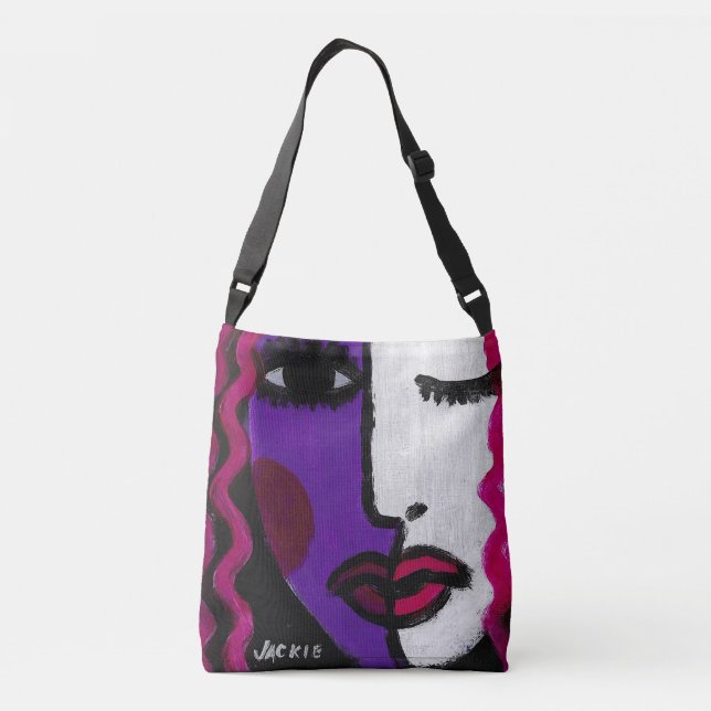 Bolsa Ajustável Rosto Feminino Abstrato Funky (Verso)