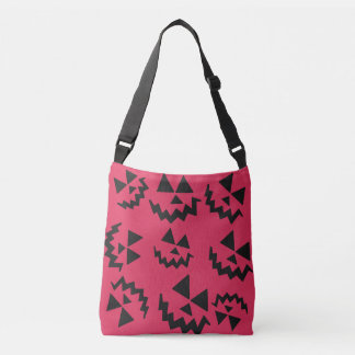 Bolsa Ajustável Rostos da lanterna do Jack o’, rosa e preto