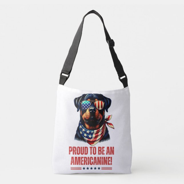 Bolsa Ajustável Rottweiler 4 de julho Bandeiras Americanas (Frente)