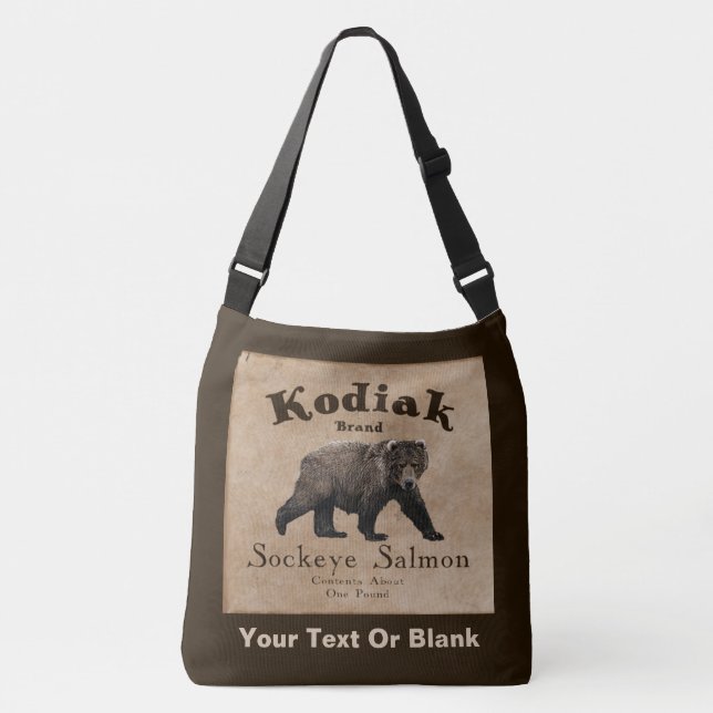 Bolsa Ajustável Rótulo de Salmão Vintage Kodiak (Frente)