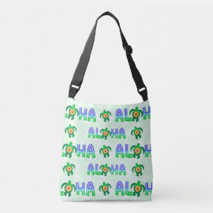 Bolsa Ajustável Roxo Verde Aloha Hawaiai Tartaruga Tropical